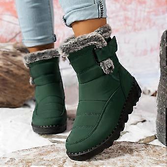 Willtoo dames waterdichte PU sneeuwlaarzen Winter Plus fluwelen antislip warme outdoor enkellaarzen geschikt voor licht kamperen bont gevoerde sneaker groen