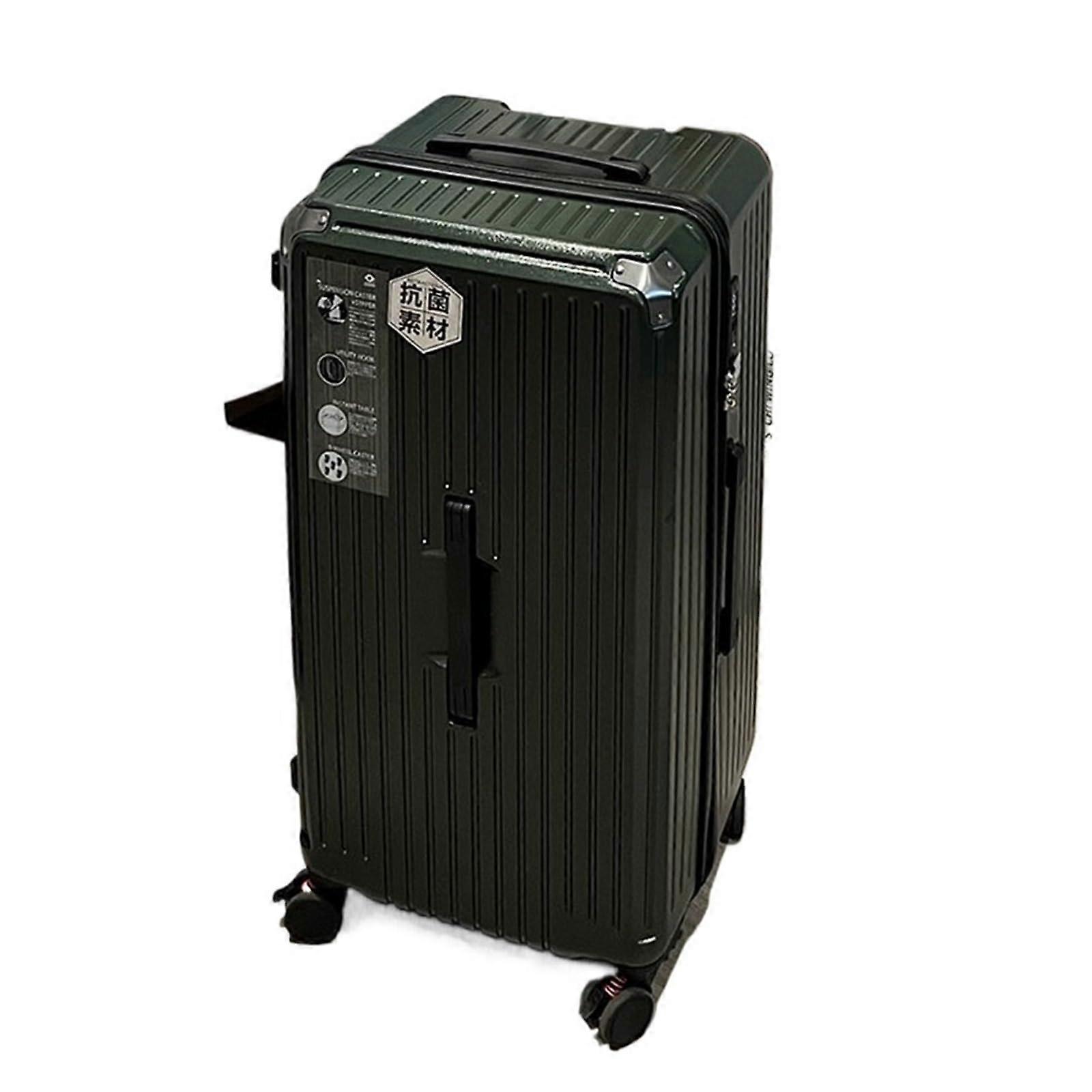 28 Inch Large Suitcase ABS PC Hard Shell Checked Luggage with Five Wheel Mobility Dark Green