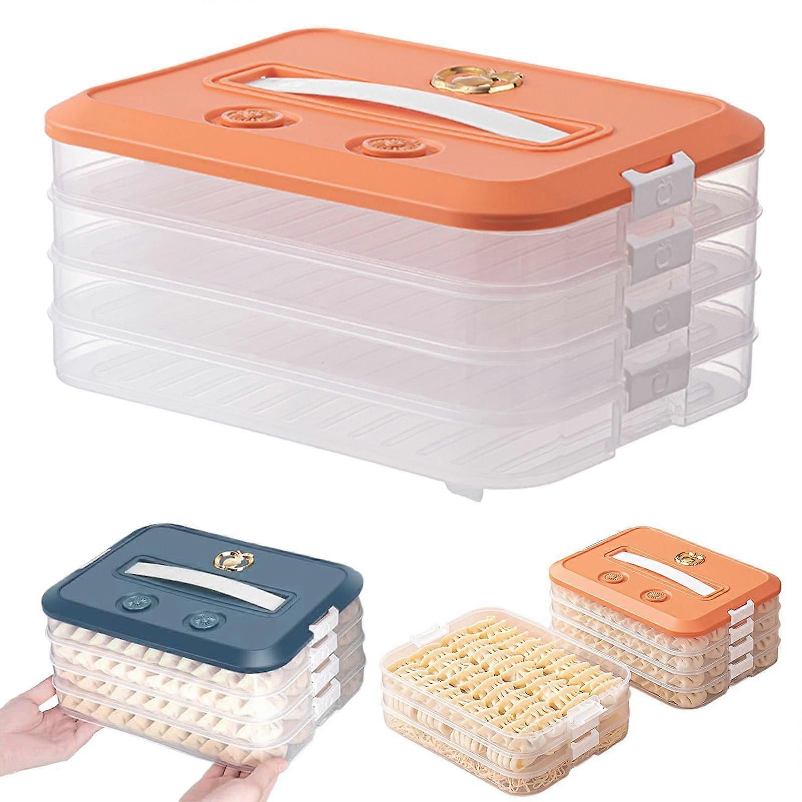 4-Layer Stackable Dumpling Freezer Case with Lids, Compatible with Standard Refrigerators