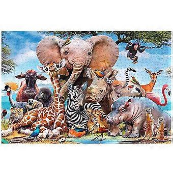 1000 Piece Wooden Jigsaw Puzzle for Adults Animal Theme with Elephant Giraffe Zebra Art Gift