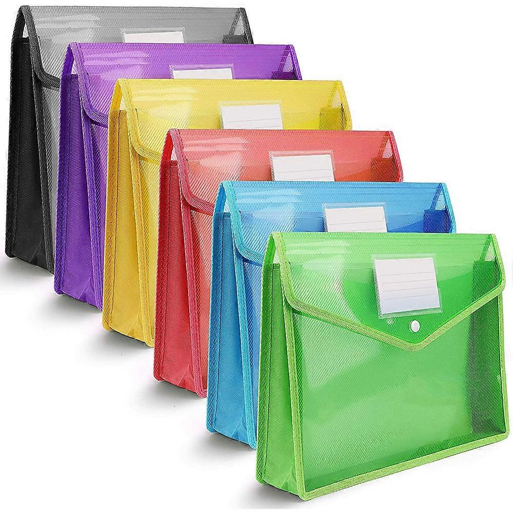 A4 Plastic Wallets with Popper, Plastic Document Envelope File Folder with Snap Button for School O