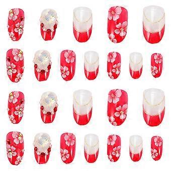 Christmas Fake Nails Full Cover ABS Nail Art Patches for Manicure 24Pcs