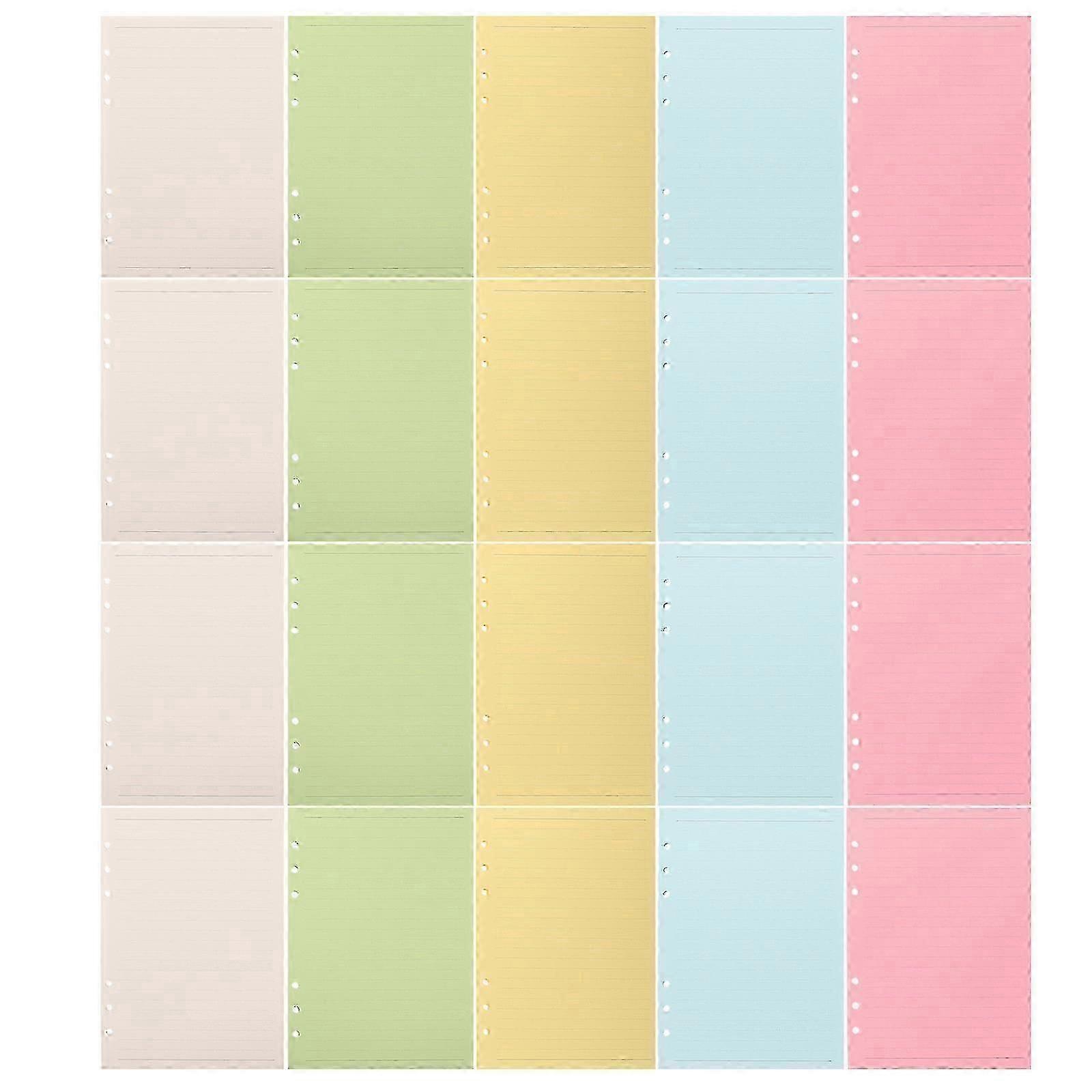 A5 Lined Paper Refill Loose Leaf compatible Notebook 100 Sheets with Assorted Colors