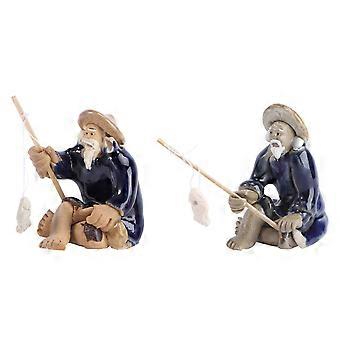 Dekorative Fischerfiguren, Bonsai-Ornamente für Aquarien, 2-teiliges Keramik-Set