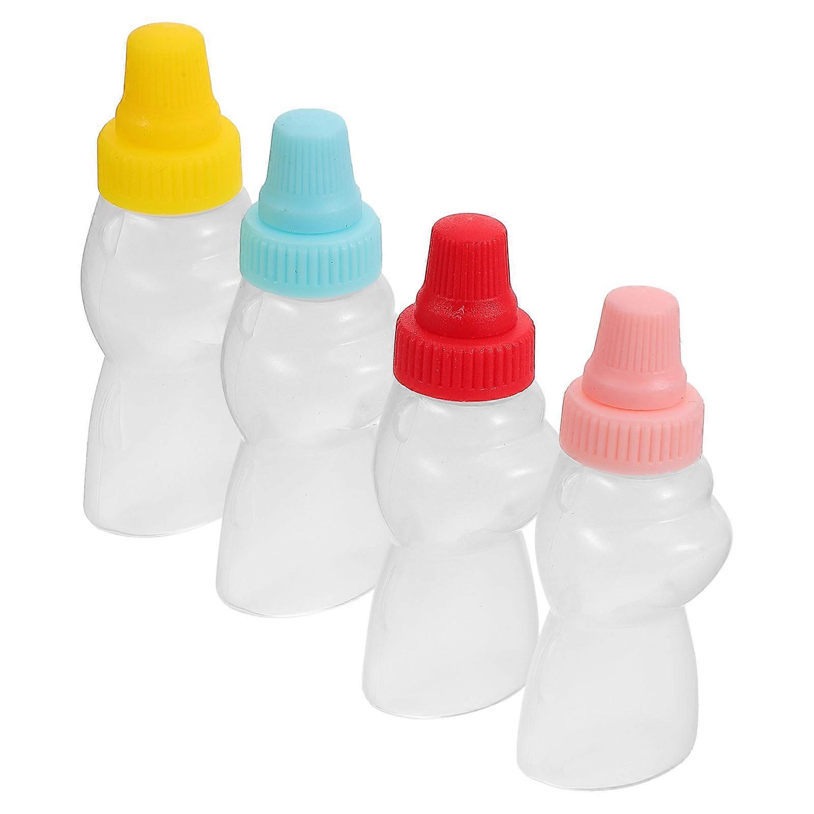 Mini Bear Sauce Bottles Refillable Soy Sauce Container for Storage 4Pcs