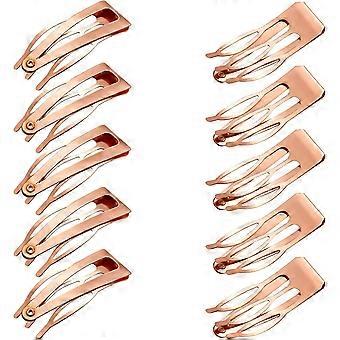 24 Pieces Double Grip Hair Clips Metal Snap Hair Clips Hair Barrettes for Hair Making, Salon Supplies (Rose Gold)
