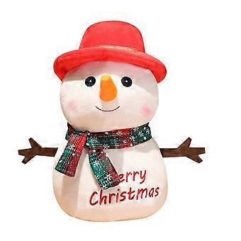 Cartoon Snowman Plush Toy Doll  Soft Stuffed Christmas Figure with Red Hat and Scarf, Festive Plush Doll Decoration for Holiday Sofa Bed Room Display 