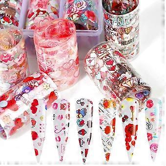 Nail Art Foil Transfer Stickers Classic Valentine Day Sweet Designs Nail Wraps Nail Art Sticker Decals Foil Stickers Set Nail Tips Manucure Femmes An