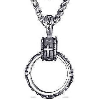 Heren RVS Eternity Circle Cross Hanger Neckalce met 24 Inch Link Chain