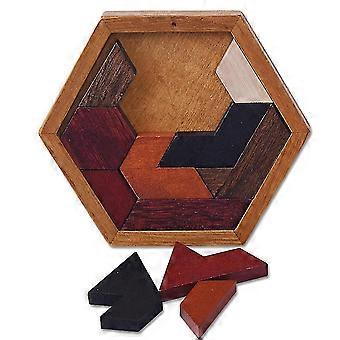 Childrens Wooden Toy Hexagon Puzzle Geometric Shape Jigsaw Puzzle Multicolor 1 Piece