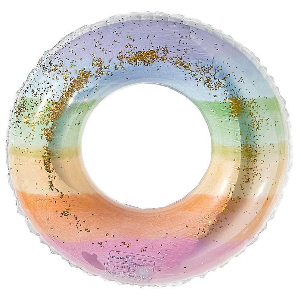 Glitter Rainbow Inflatable Swim Ring for Adults Pool Float