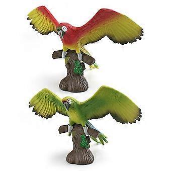2Pcs Realistic Parrot Figurines Set, PVC Macaw Parrot Bird Models, Colorful Tropical Bird Figures for Kids, Bird Decorations for Playrooms & Education