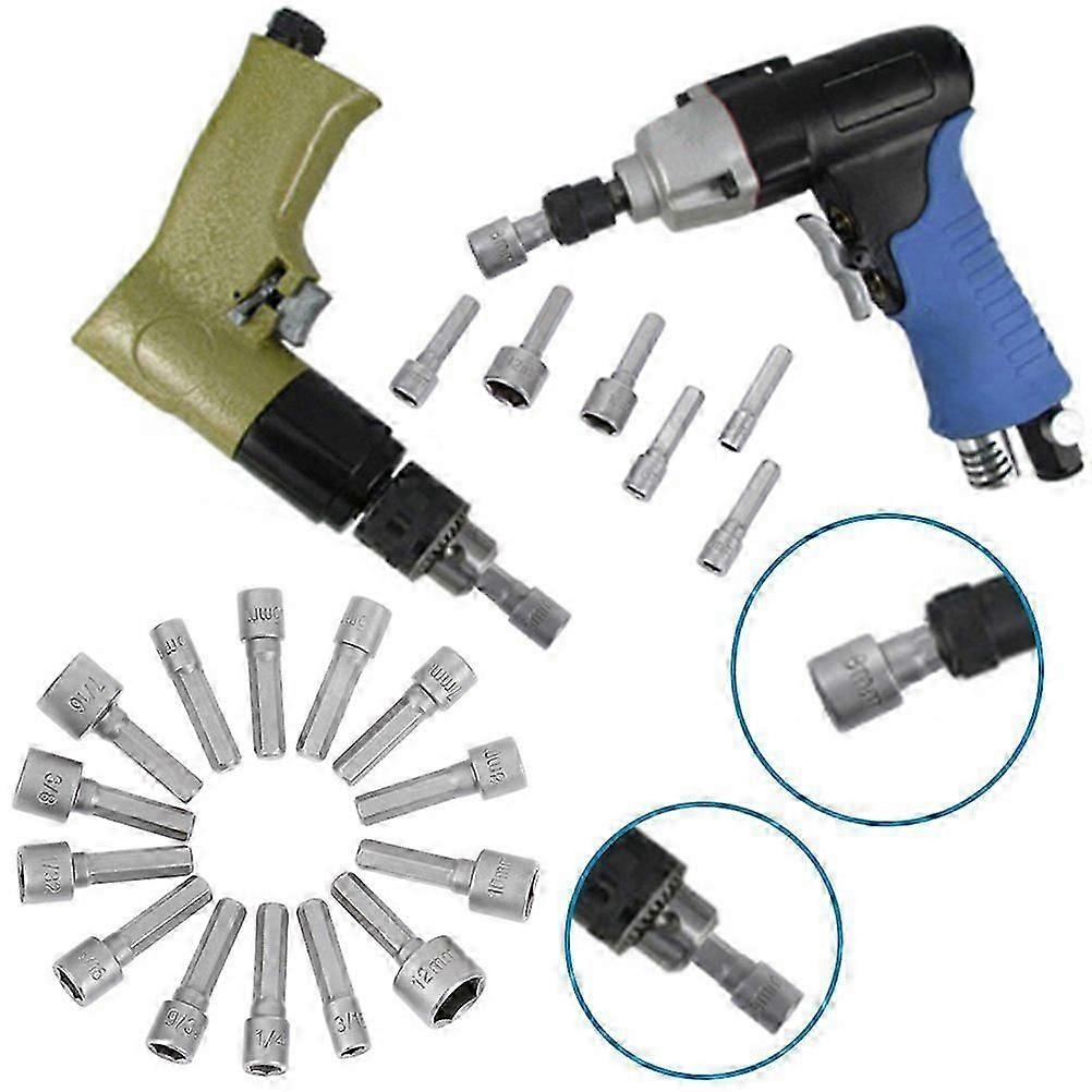 Hexagon Shank Socket Adapter Drill Bits for Screwdriver 14Pcs Silver Set