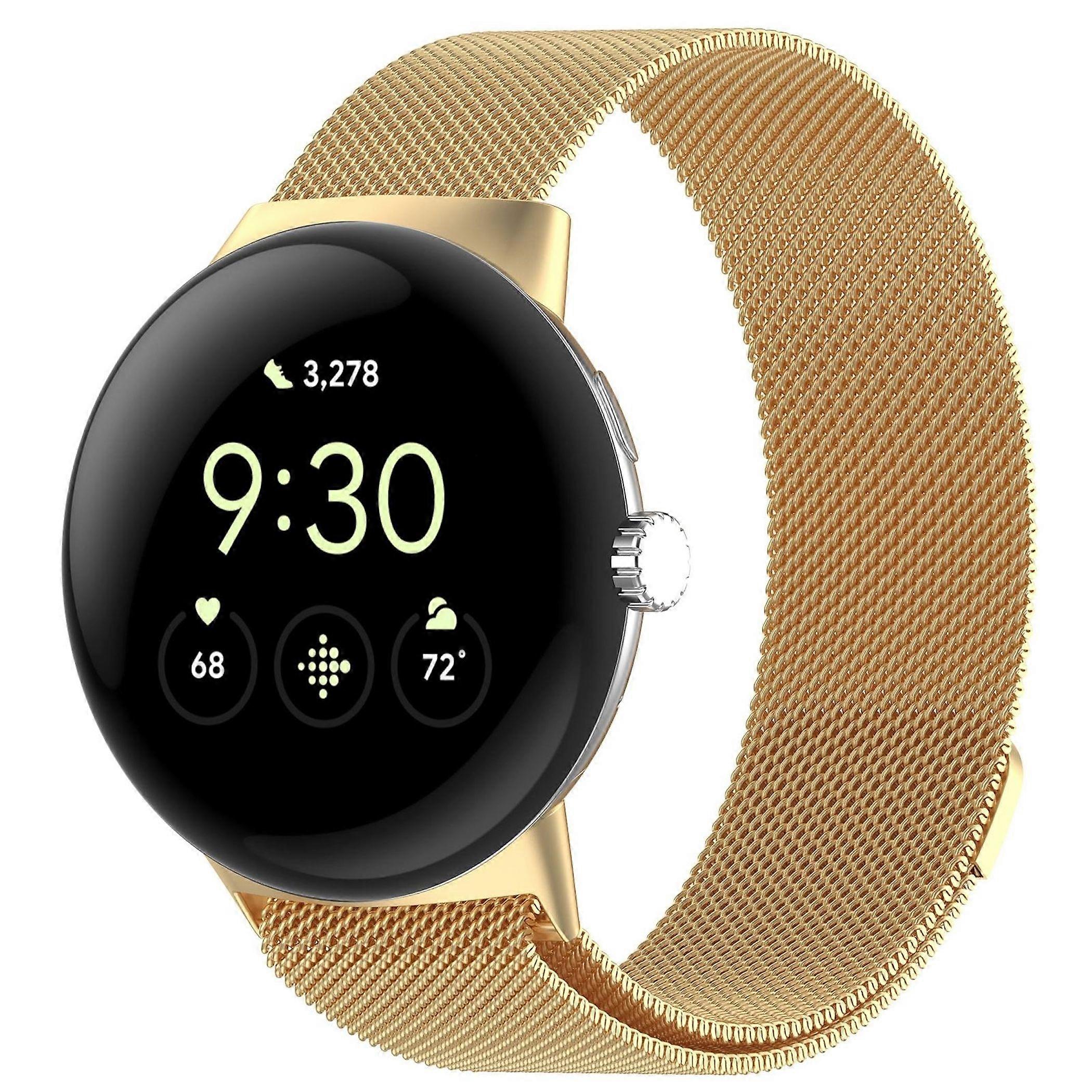 Metal Smartwatch Band for Google Pixel Watch 4 / 3 45mm Magnetic Band Gold