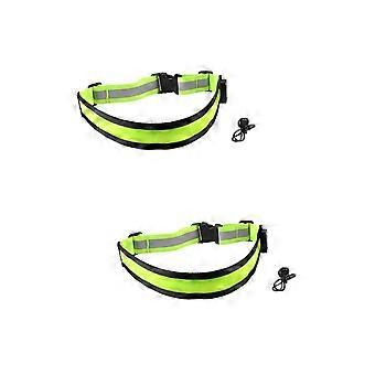 LED Reflective Running Belt 2 Pack Rechargeable Adjustable Safety Gear for Night Running  Visibility