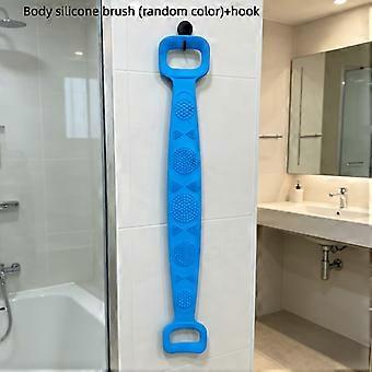Ensemble de 2 brosses corporelles en silicone bleu avec ventouse, à long manche, pour la douche, pour hommes et femmes.