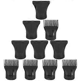 Black Nylon Hair Dryer Nozzles and Combs for Hair Use 10Pcs Set