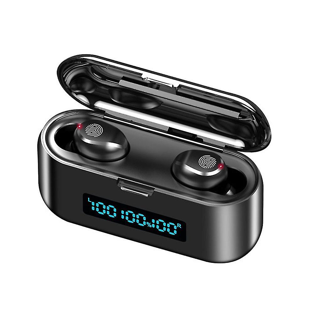 F9-38سماعات ستيريو لاسلكية متوافقة مع البلوتوث 5.0 مع صندوق شحن 3 شاشات LED