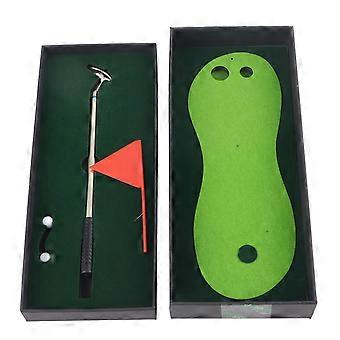 Desktop Small Golf Game Practice Set Ballpoint Pen Putters Golf Ball Putting Mat Flag