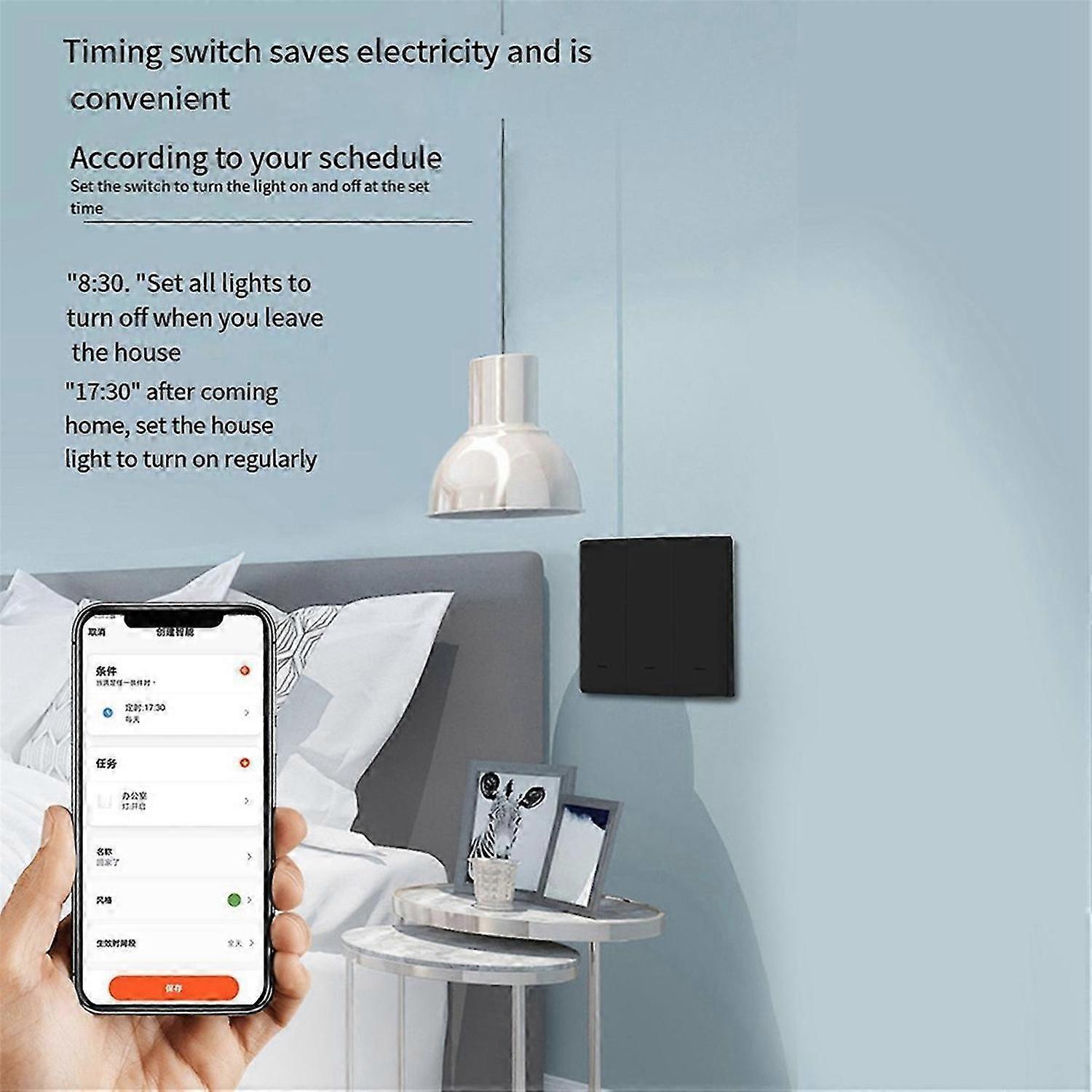 ThoughtHome Tuya Smart Switch Zero Fire Line 1 Switch Black