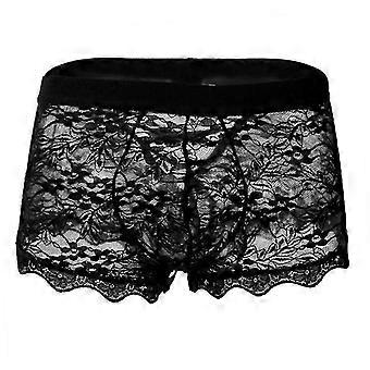 Lace Transparent Mesh Men's Low Waist Boyshort Underwear