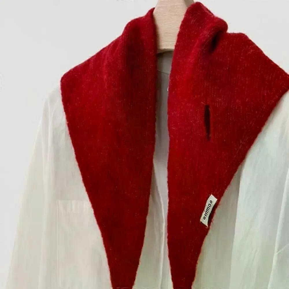 New Windproof Neck Warmer Coldproof Triangular Knitted Scarf Knitted Warm Neckerchief Gift