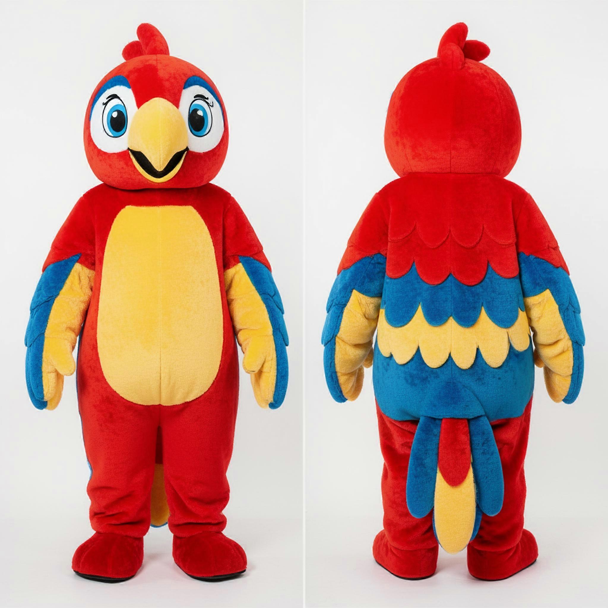 MASTICOT Vibrant Red Cartoon Macaw Mascot