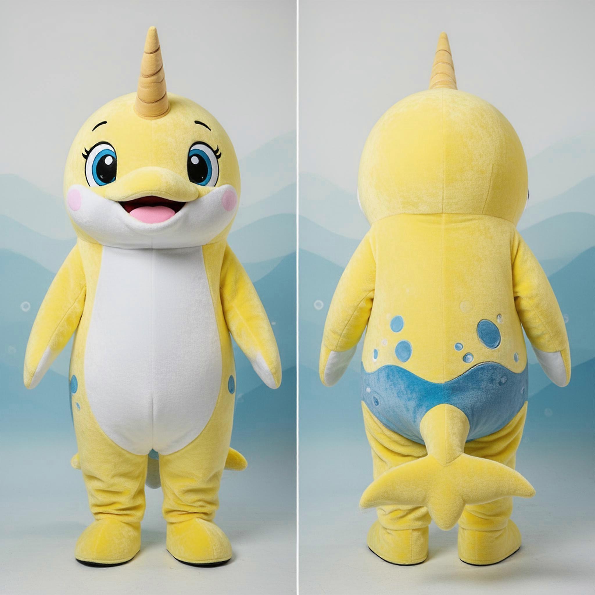 MASTICOT Lemon Yellow Playful Narwhal Mascot