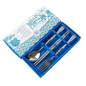 Portable Stainless Steel Chopsticks Fork Cutlery Set for Camping 9Pcs