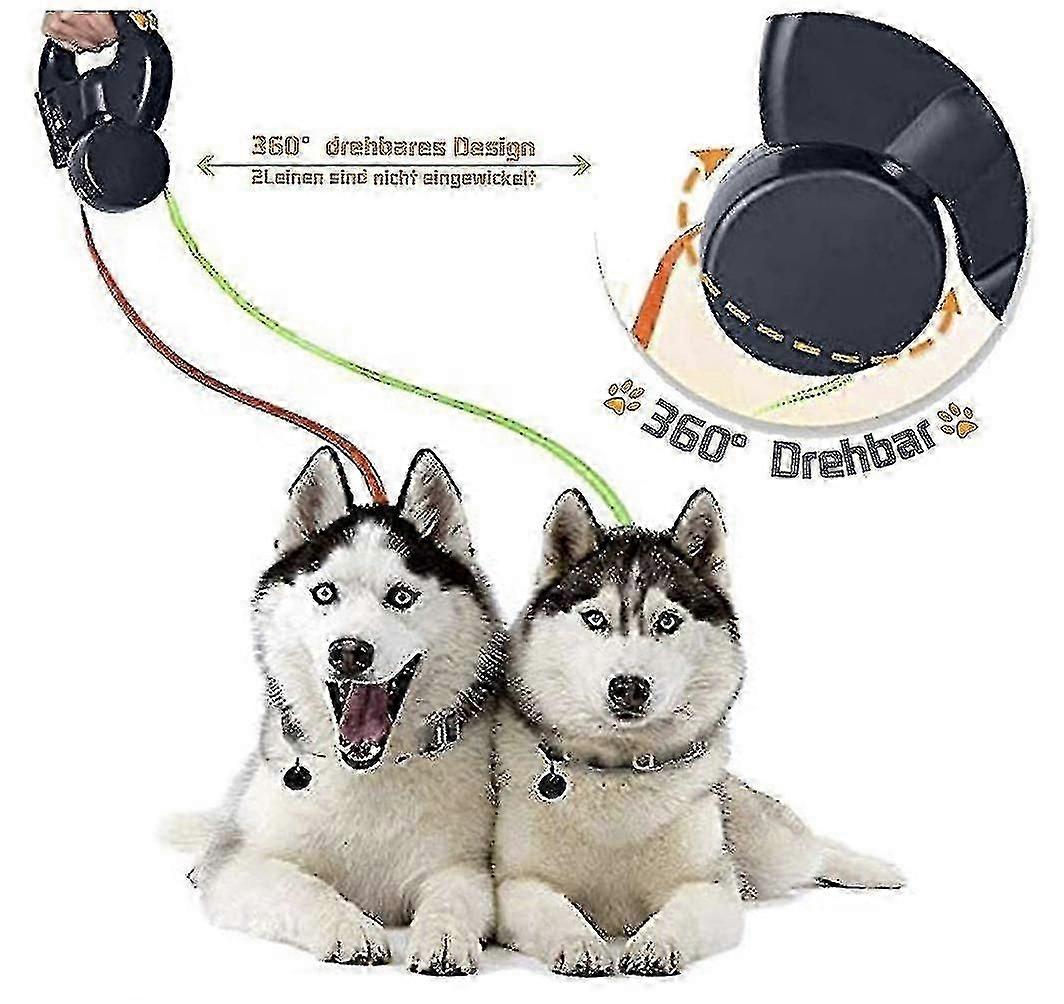 Double Retractable Leash Designed for 2 Active Dogs