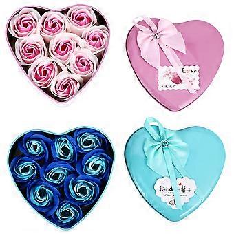 Heart Shaped Soap Flower Gift Box for Gift 2Pcs Romantic Floral Scented