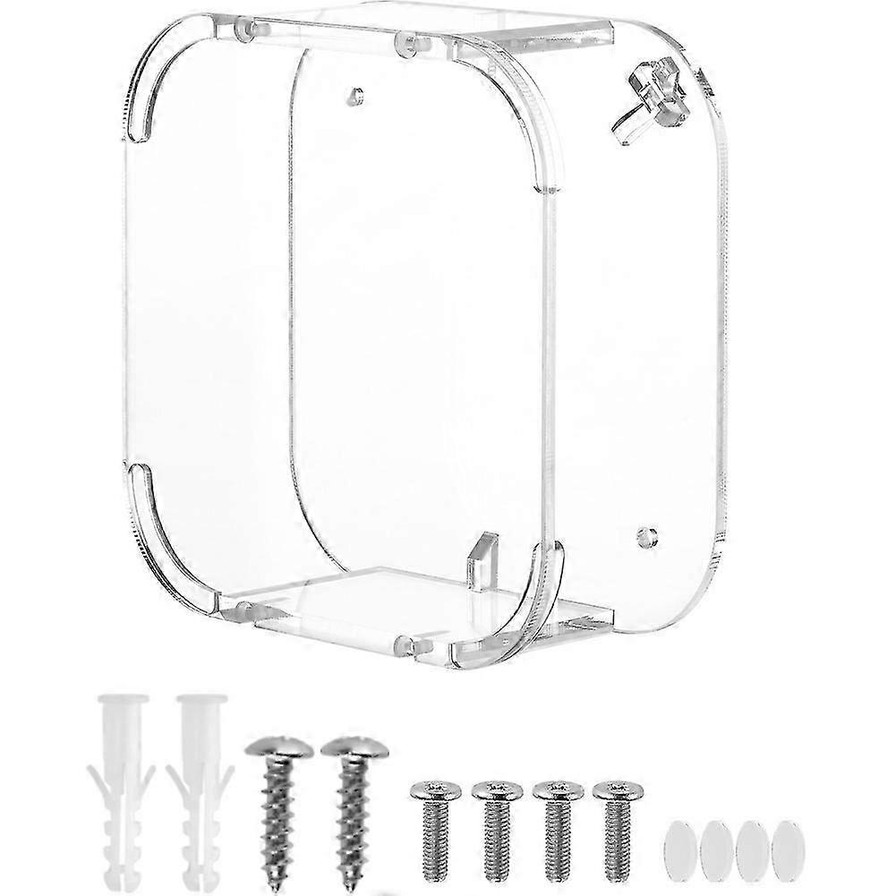Acrylic Protective Case Holder Clear Desk Stand Base Compatible with Mac Mini M4 / M4 Pro, Multifunctional Wall-Mount Base@q
