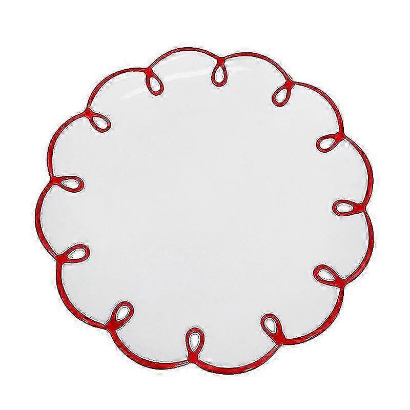 Ins Creative Retro Red Border Flower 9 Inch Disc Ceramic Plate