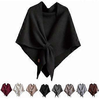 Damen-Dreiecksschal, einfarbiger, weicher Poncho-Pullover mit offenem Vorderteil, mit Schlaufe zum Verschließen, Strickjacke/Umhang, vielseitig für alle Jahreszeiten, Einheitsgröße passt den meisten.