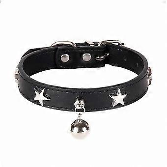 Adjustable Bell and Star Stud Dog Collar, Pet Necklace for Small Medium Large Cats and Puppies