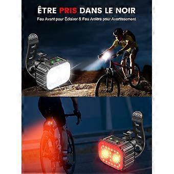 Front and Rear Bike Lights, 8+12 Lighting Modes IPX6 Waterproof LED Bike Light, USB Rechargeable Bike Lights for Cycling MTB, Trekking, Bicycle, Long 