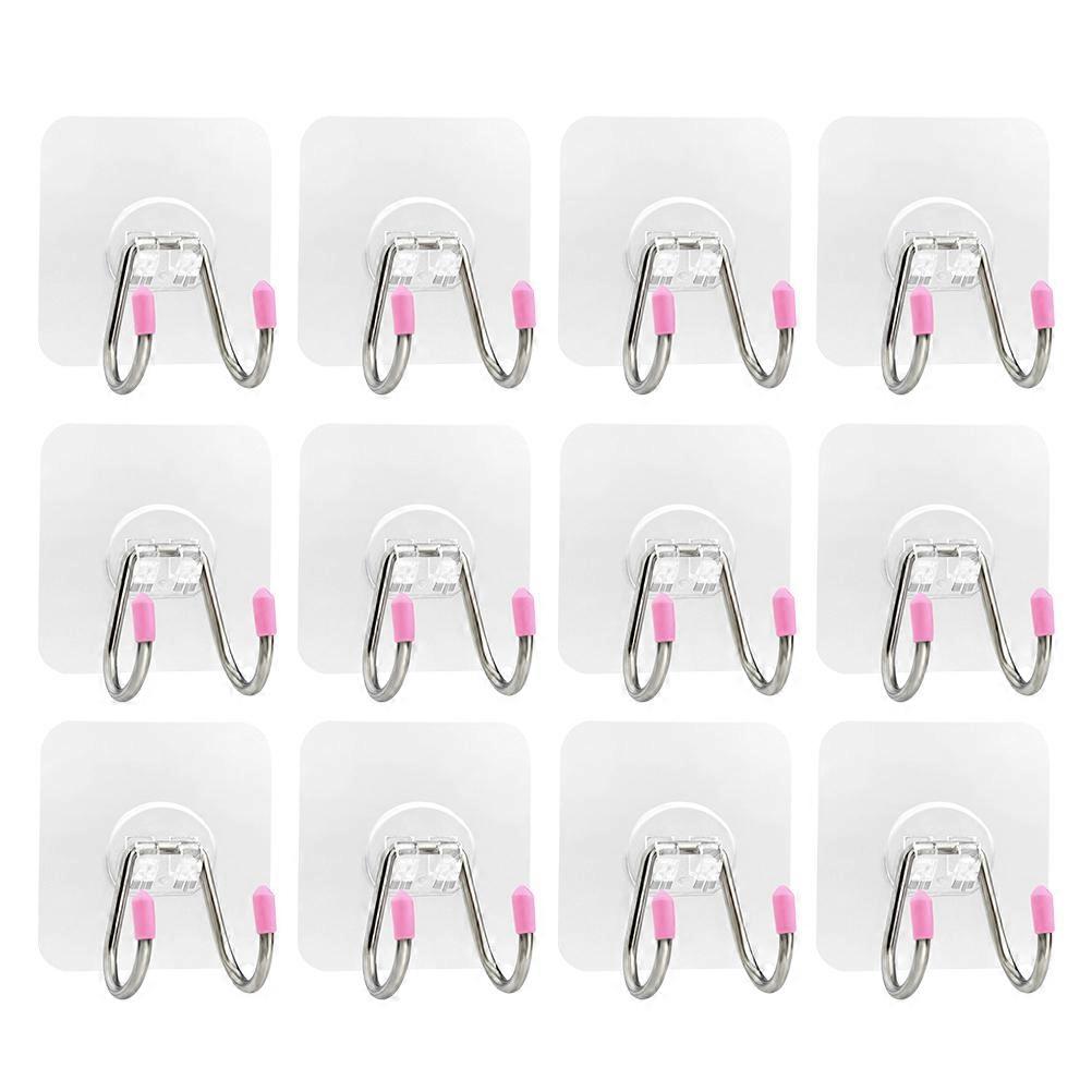 Self Adhesive Wall Hooks for Storage 12Pcs Dual Head Wall Hooks