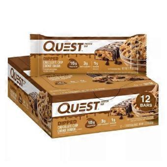 Quest Dipped Chocolate Chip Cookie Dough Protein Bars, 1.76 Oz / 12 Count (Pack of 1)