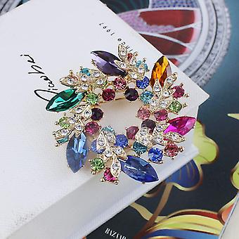 Bauhinia Flower Brooch Pin For Women - Simulated Crystal Floral Brooch | Alloy Scarf Pin, 5cm Diameter