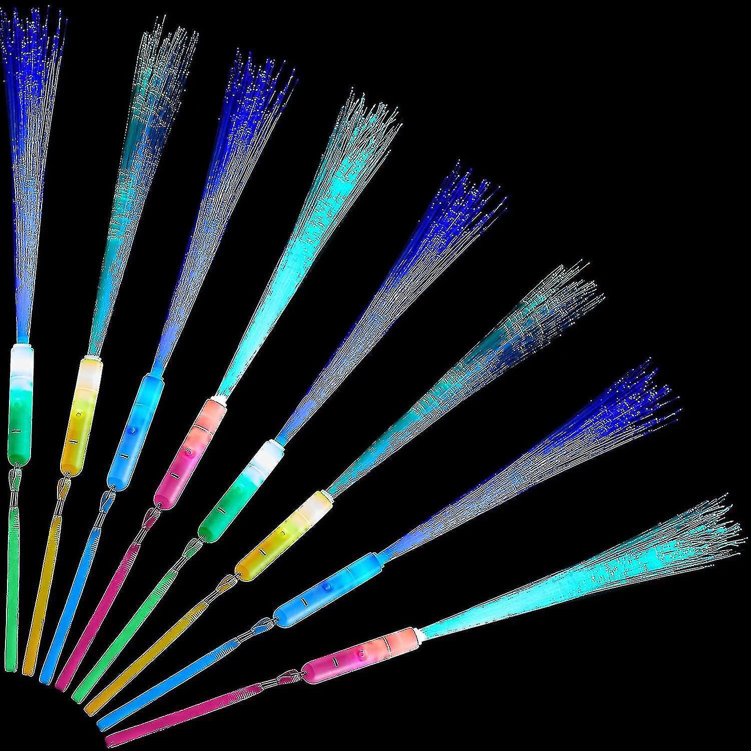 Glow Fiber Wands Sticks Led Light Up Wands Fiber Optic Wands Led Flashing Sticks Colorful,battery Operated,16 Pieces