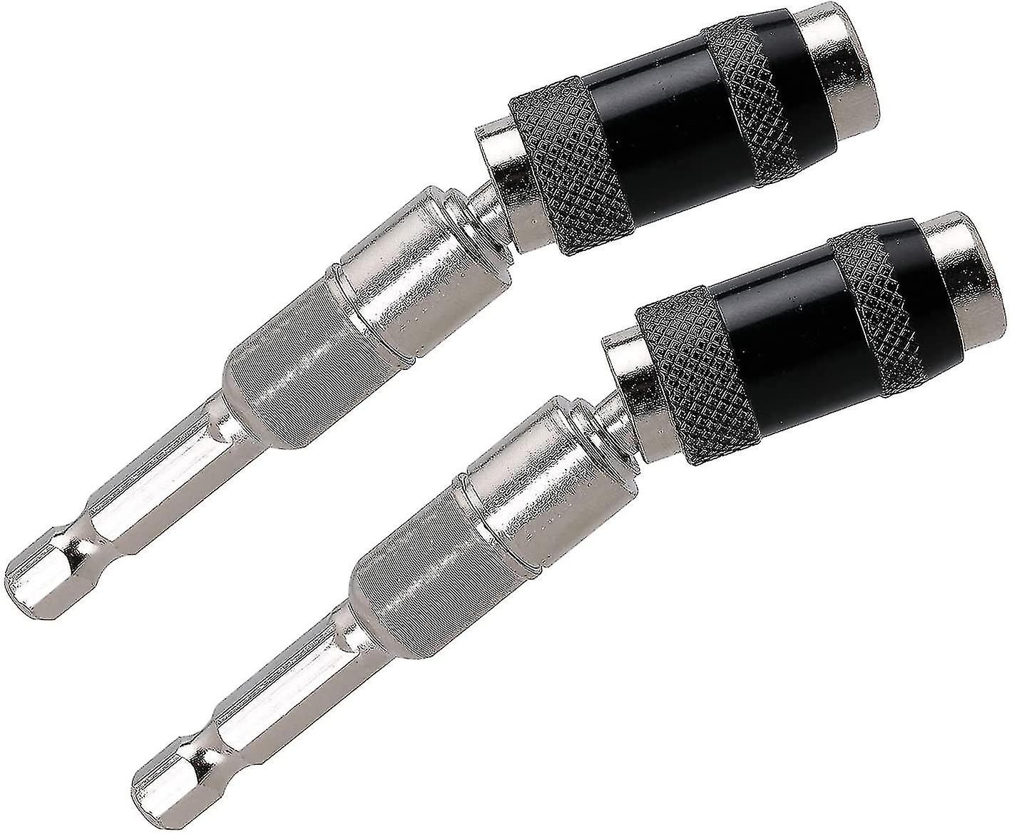 1/4" Quick Release Hex Pivot Bit Magnetic Screw Gun Bit Holder - 2 Pieces (silver)