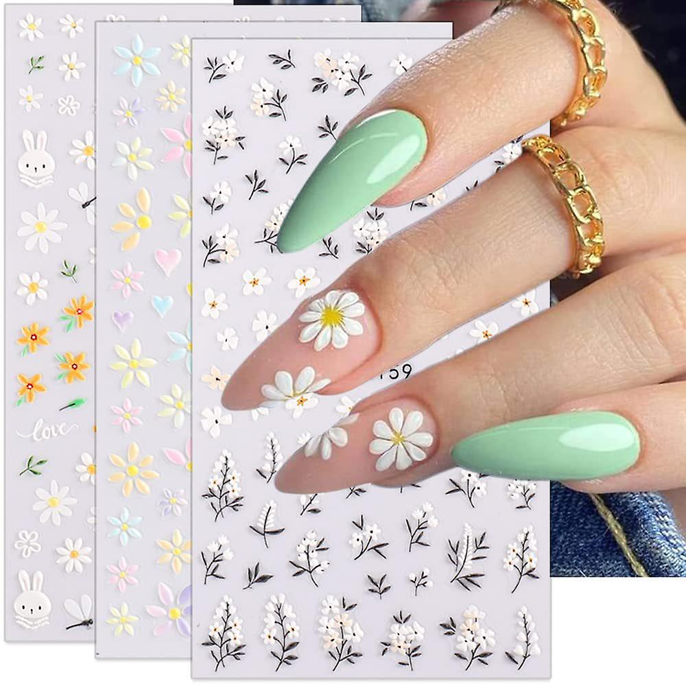 3 x 5D sculpted nail decals