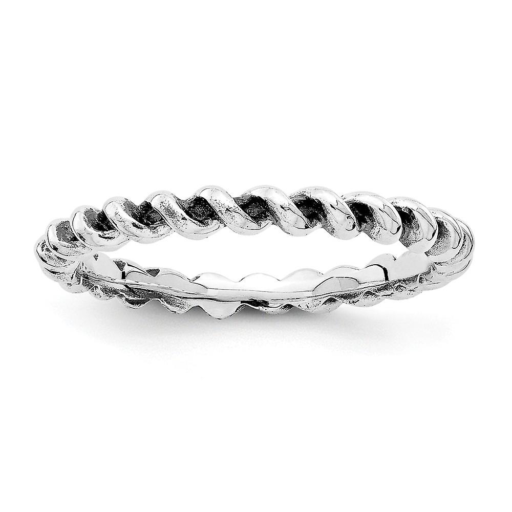2.5mm 925 Sterling Silver Stackable Oxidized Ring Stackable Ring for Women - Ring Size: 5 to 10