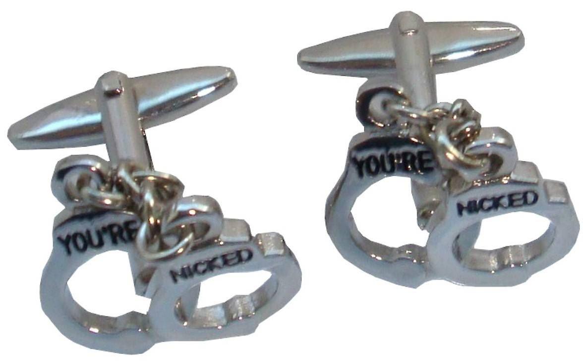 Bassin and Brown Handcuff Cufflinks - Silver