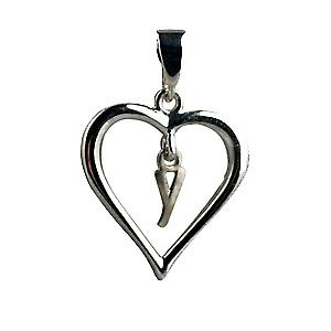 Silver heart Pendant with a hanging Initial Y