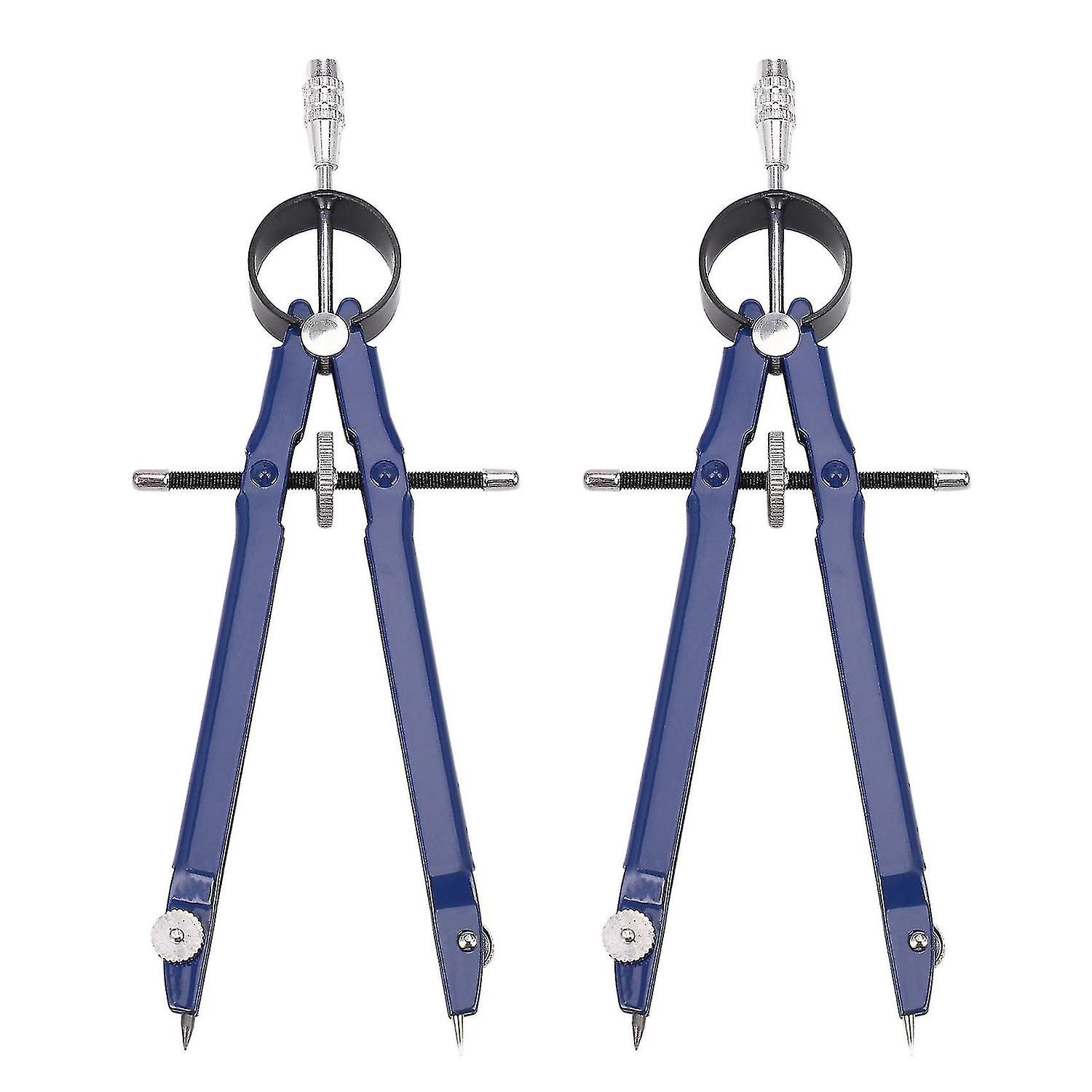 2er Pack Zeichenkompass mit Schloss Mathe Bogen Kompass Zeichnung Metallkompass mit Radgeometrie Compas