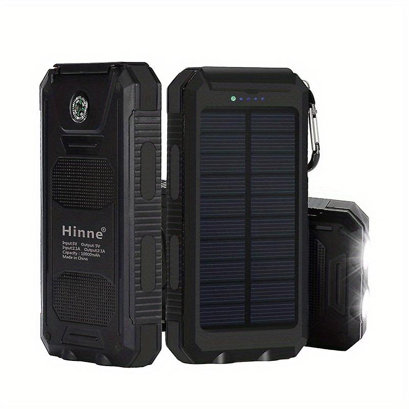 10000mah Portable Solar Mobile Power Charger Waterproof Solar Mobile Power Panel Charging Bank With Built-in Compass And Hook