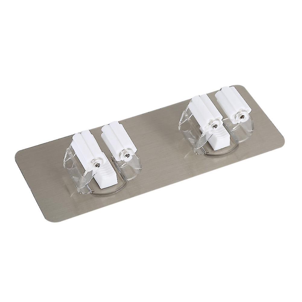 Wall Mount Self Adhesive Mop Broom Holder Organizer for Cleaning Tools Storage Rack - White, Durable, Easy Installation