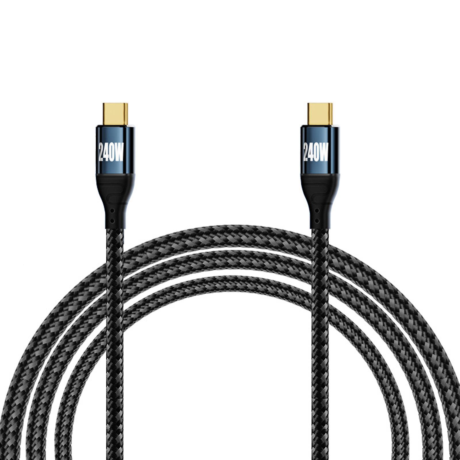 Phone Data Cable 240W 480Mbps High-speed Anti-winding Dual Type-C Head Anti-interference Data Cord Office Supply