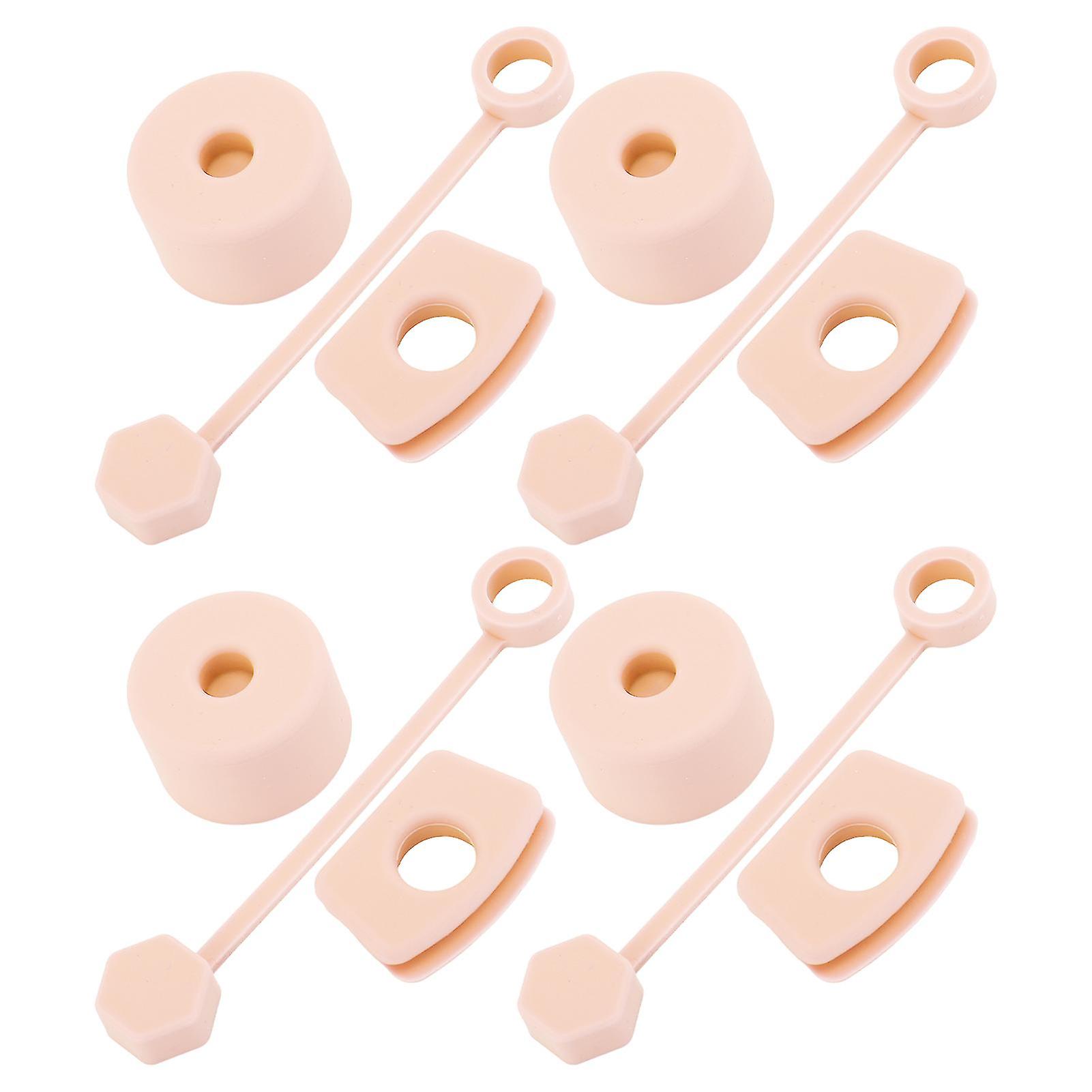 4 Set Silicone Spill Proof Stopper Set Tumbler Accessories Including Straw Cover Cap Square Leak Stopper Round Lid Stopper Plug Pink